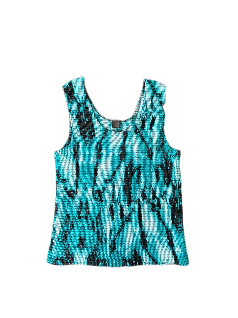 Y2K Vtg Serenade New York Whimsigoth Cyber Grunge Turquoise Black Accordion Tank